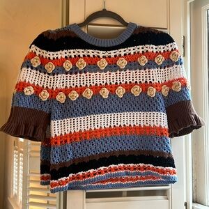 Zara Multi-Color Cropped Knit Sweater
